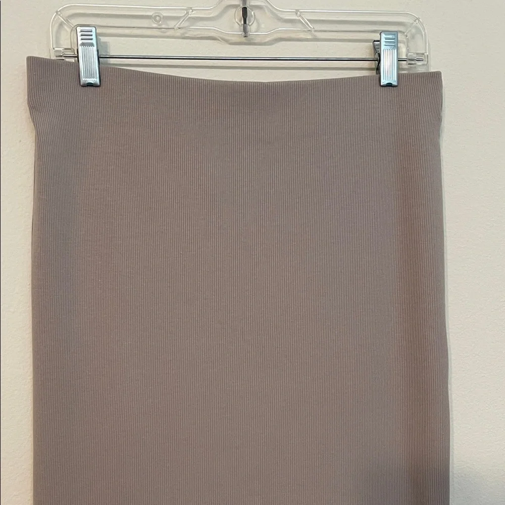 NWT H&M Cotton Ribbed Taupe Maxi Pencil Skirt - Picture 7 of 15